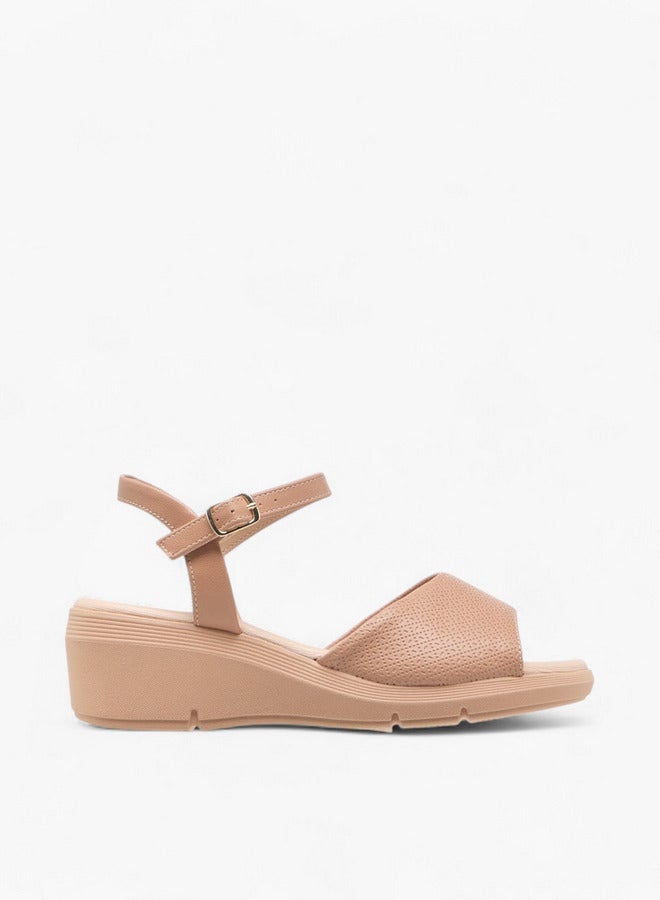 Piccadilly Women's Textured Comfort Sandals with Buckle Closure  - Image 3