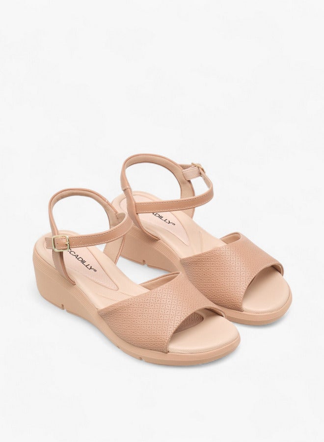 Piccadilly Women's Textured Comfort Sandals with Buckle Closure  - Image 1