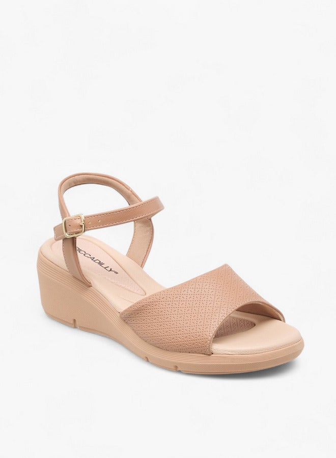 Piccadilly Women's Textured Comfort Sandals with Buckle Closure  - Image 2