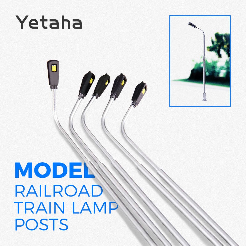 Yetaha 20Pcs Model Railway Train Model Street Lights, LED Dual Lampposts, HO OO Scale, Dual Heads Gauge Model Street Light Layout, LEDs Light 3V Train Scenery Miniature Accessories - Image 2