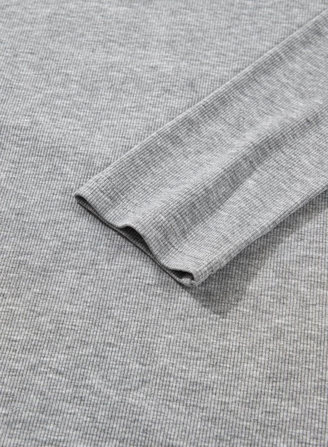 Sidefeel Long Sleeve Shirts for Women 2025 Fall Outfits Crewneck Ribbed Knit Slim Fitted Going Out Tops Casual Basic Tees, Gray, M - Image 5