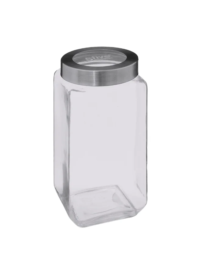 Five Simply Smart Miro Glass Jar with Steel Rim Lid Clear and Silver 2 L 189564