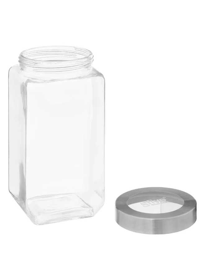 Five Simply Smart Miro Glass Jar with Steel Rim Lid Clear and Silver 2 L 189564