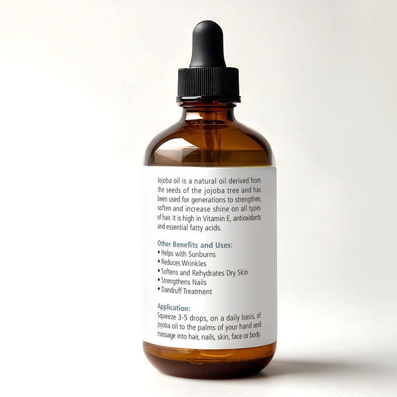 Renewalize ORGANIC JOJOBA OIL - Cold Pressed, Unrefined in 4 oz Dark Glass Bottle with Dropper | An essential daily or night time moisturizer for face, skin, nails, lips, beard & hair - Image 2