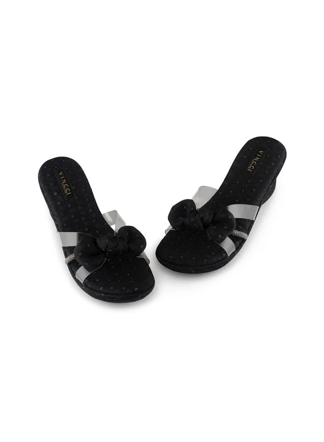 Vincci Black Women Multi Strap Wedge Sandals for Women | Best Price UAE