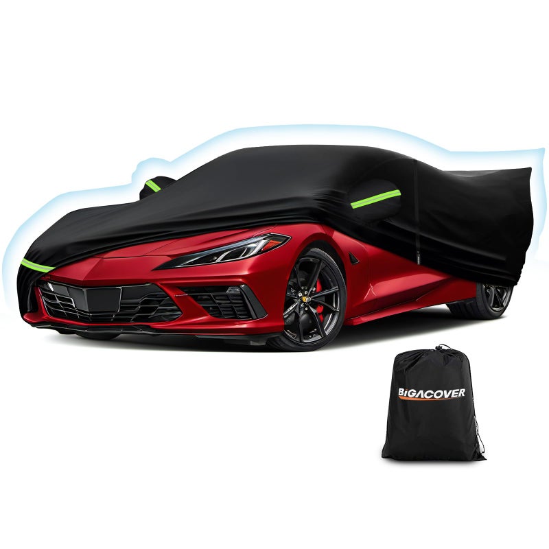 All Weather Car Cover for 20202025 Chevy Corvette C8 Waterproof Durable Tear Resistant Protection Heavy Duty Corvette C8 Car Cover with Straps Zipper and Storage Bag