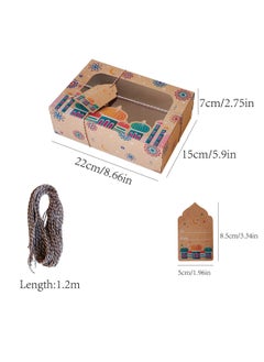 LOOPITYS 8 pieces/pack of 4 styles of Eid al Fitr Mubarak transparent window kraft paper box biscuit gift box  - Image 3