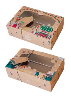 LOOPITYS 8 pieces/pack of 4 styles of Eid al Fitr Mubarak transparent window kraft paper box biscuit gift box  - Image 5