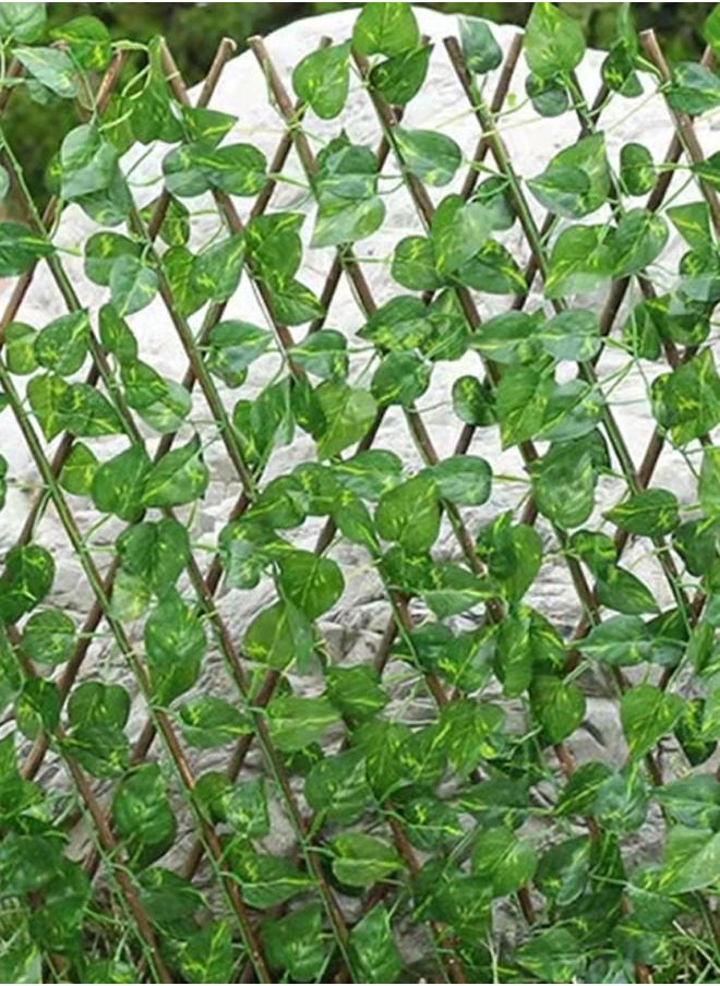 LINGWEI Expandable Plants Flower Bed Edging Wooden Interlocking Garden Fence With Artificial Leaves  - Image 1