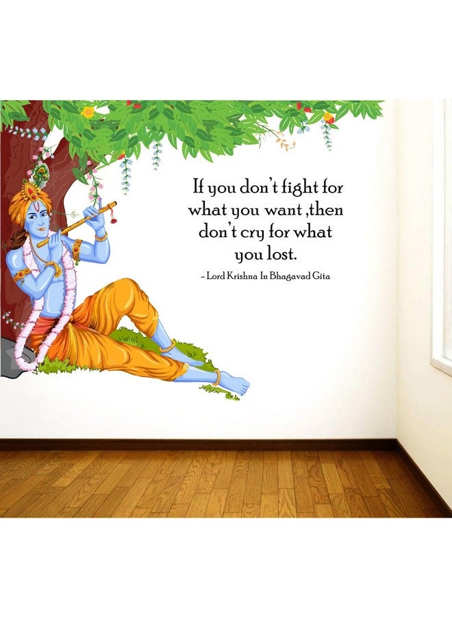 Rawpockets Rawpockets Decals ' Lord Krishna Flute Bhagavad Gita Quote ' Extra Large Size (Wall Coverage Area - Height 90 cms X Width 120 cms)(Pack of 1) Wall Sticker - Image 3