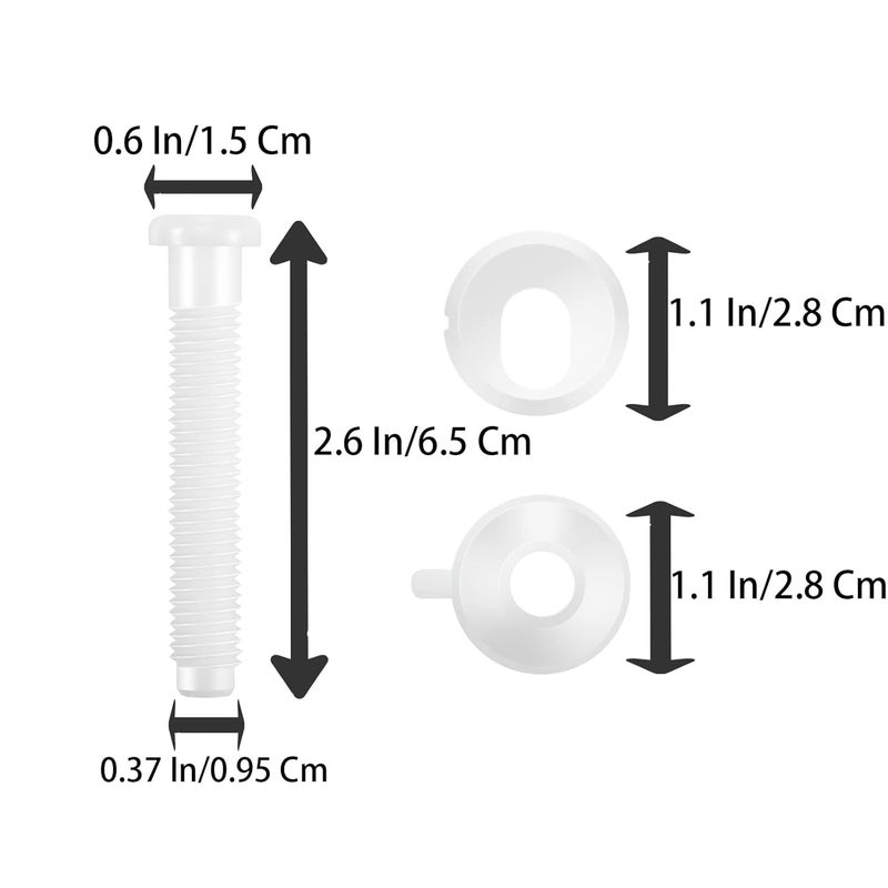 Osldims 2 Pcs Toilet Seat Screws for Replacement Kit, Plastic Nuts and Washers for Fixing The Top Toilet Seat - Image 2