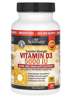 BioSchwartz Superior Strength Vitamin D3 5000 IU 360 Softgels 