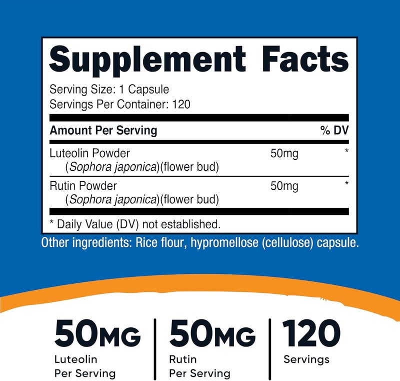 Nutricost Luteolin with Rutin Complex 100mg 50mg Luteolin 50mg Rutin 120 Capsules  Vegetarian NonGMO Gluten Free - Image 2