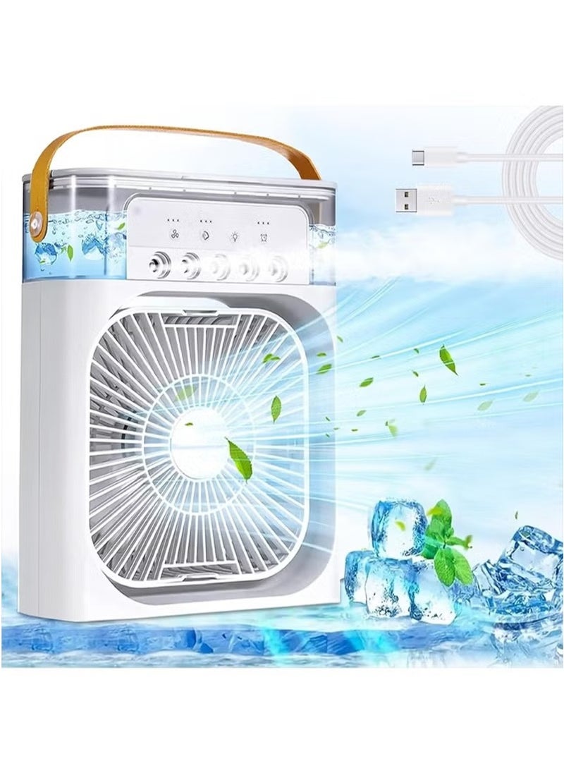 Generic Portable Cooler Fan, Air Conditioner Mini Fan, USB Desk Portable Air Conditioner 3 Wind Speed 7 Colors LED Light 680ml Water Tank, Rechargeable Fan Evaporative Air Cooler for Room Office  - Image 2