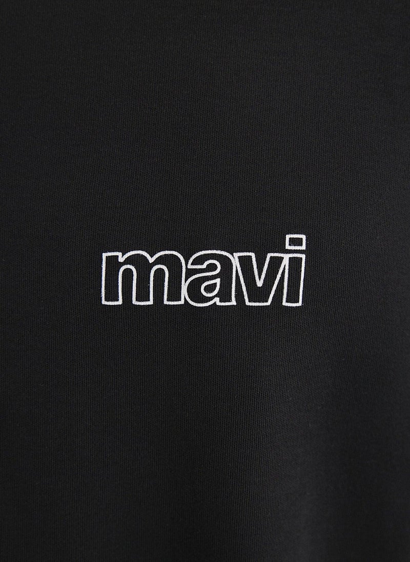 Mavi Logo Printed Black T-Shirt - Image 5