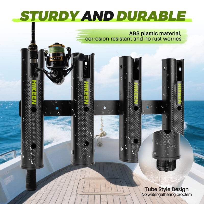 Hikeen Adjustable Fishing Rod Holder, 4 Tube Fishing Pole Holders Wall-Mounted Rod Rack for Boat Kayak Golf Cart Garage Crate Cooler Wagon RV - Image 3