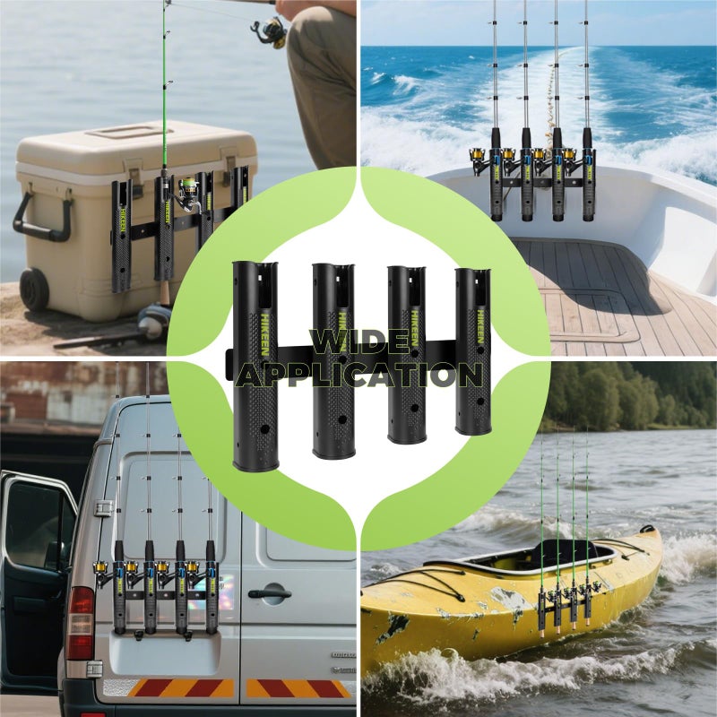 Hikeen Adjustable Fishing Rod Holder, 4 Tube Fishing Pole Holders Wall-Mounted Rod Rack for Boat Kayak Golf Cart Garage Crate Cooler Wagon RV - Image 5