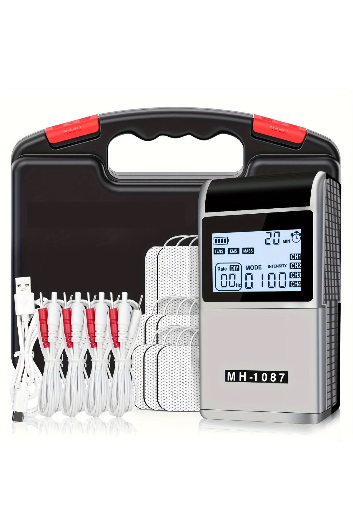 MAUSTOR 48 Modes EMS TENS MASS Machine with 8 TENS Pads, Rechargeable ...