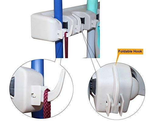 SHULABH CREATIVE Shulabh Creative Magic Plastic Multipurpose Wall Mounted Hanging Organizer Broom Holder Stand 5 Positions with 6 Hooks  - Image 4