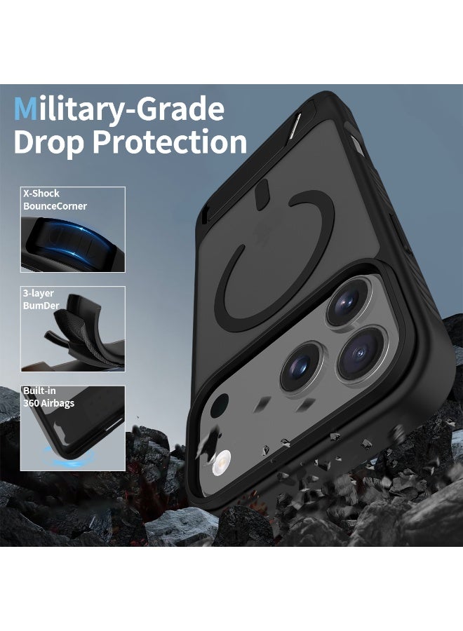 ZXING Military Grade MagSafe iPhone 17 Pro Max Case in Black with Drop Protection Adjustable Stand and Slim Profile - Image 2