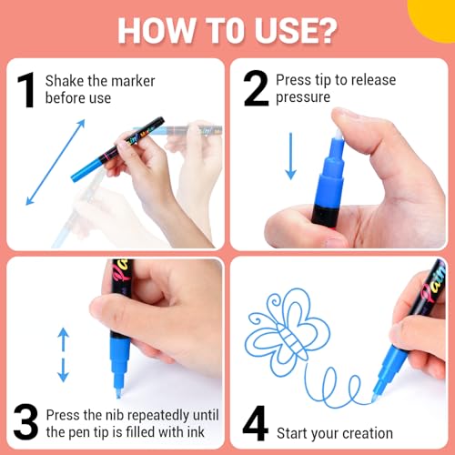 DAPAWIN Permanent Oil Based Paint Markers: Fine Point Oil Paint Pen, 12 Colors Fine Tip Waterproof Marker Pen for Rock Painting, Mark Metal, Engineer Detail Work, Wood Craft, Christmas Gift, Porcelain - Image 5