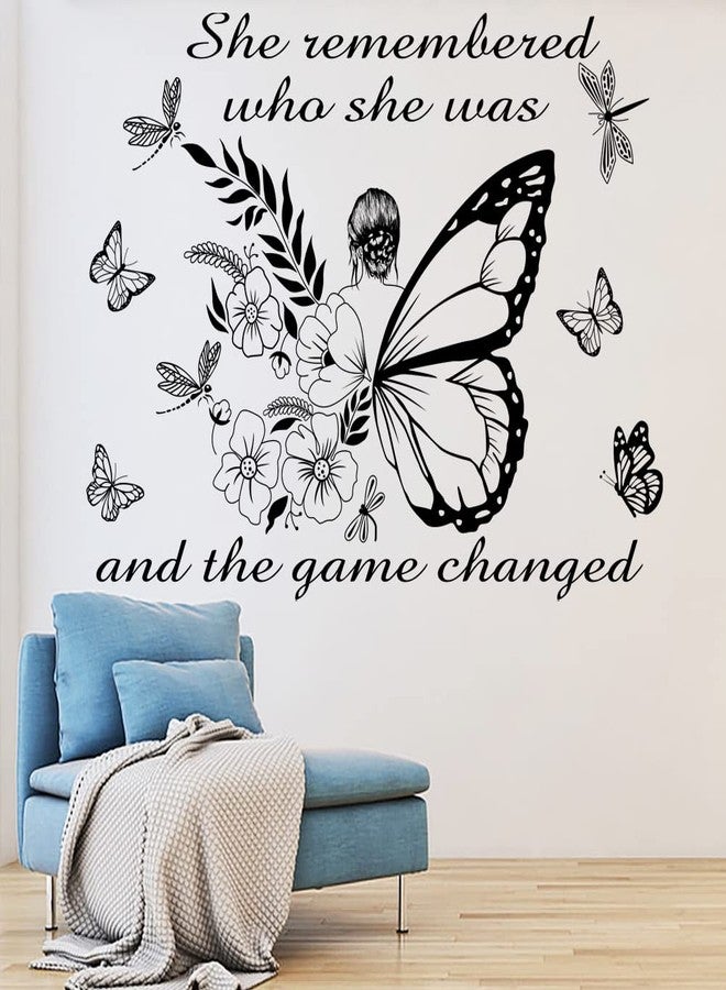 Datesno Inspirational Wall Art Quote - 'She Remembered Who She Was' - Positive Motivational Butterfly Decor for Women's Bedroom & Living Room - Yoga Studio & Beauty Salon Decor - Image 4