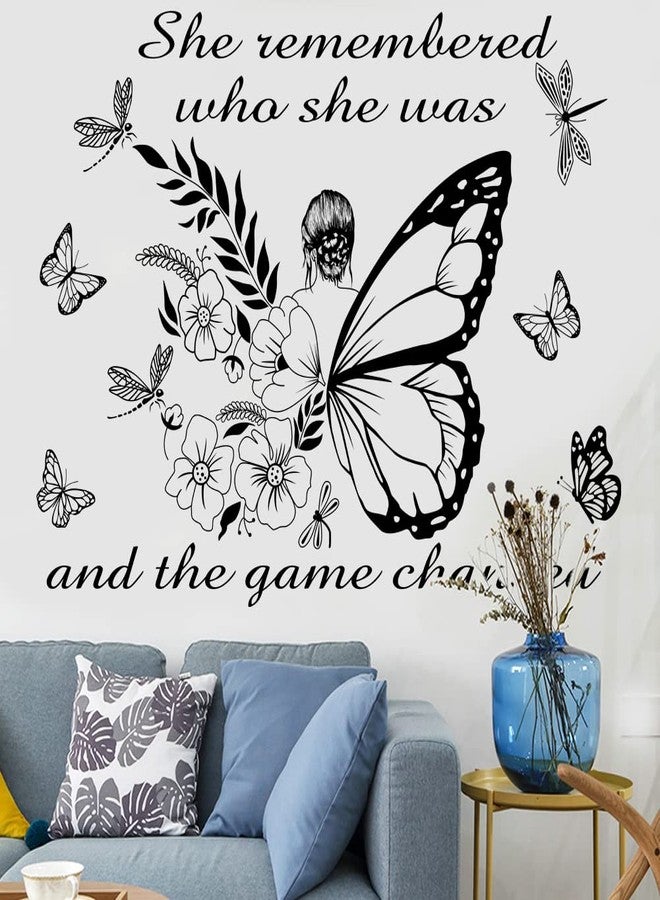 Datesno Inspirational Wall Art Quote - 'She Remembered Who She Was' - Positive Motivational Butterfly Decor for Women's Bedroom & Living Room - Yoga Studio & Beauty Salon Decor - Image 3