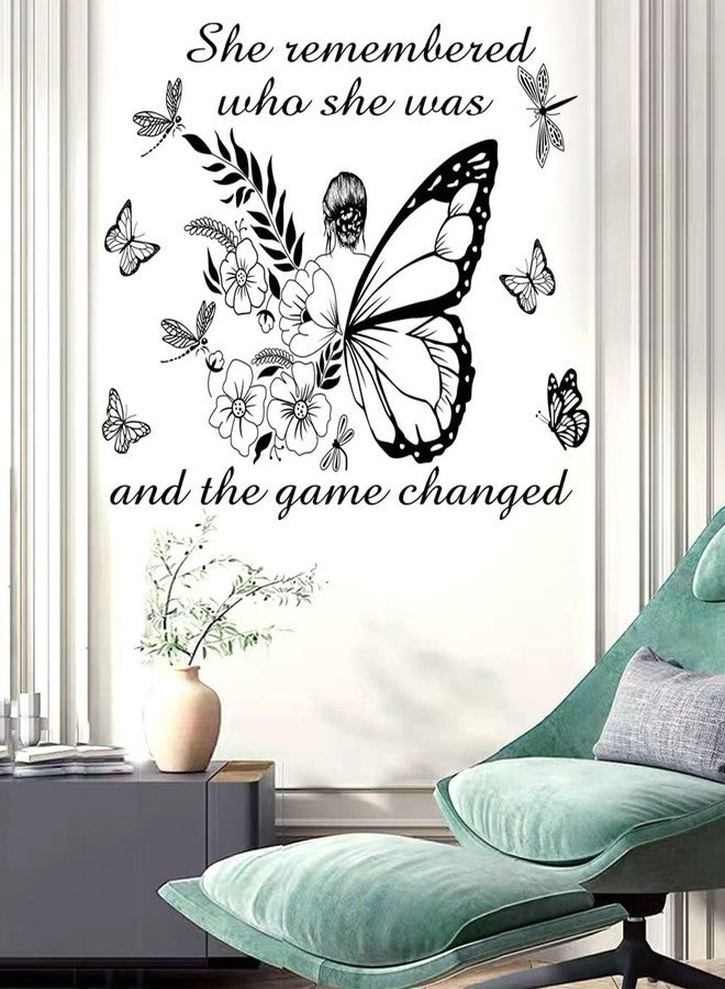 Datesno Inspirational Wall Art Quote - 'She Remembered Who She Was' - Positive Motivational Butterfly Decor for Women's Bedroom & Living Room - Yoga Studio & Beauty Salon Decor - Image 2