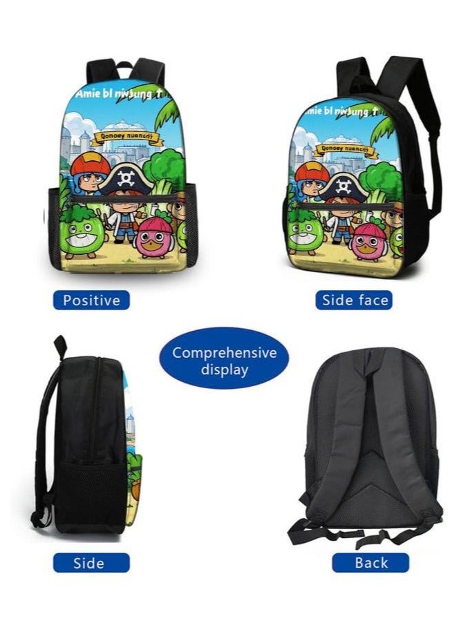 Cartoon three-piece schoolbag with zipper - 406  - Image 3