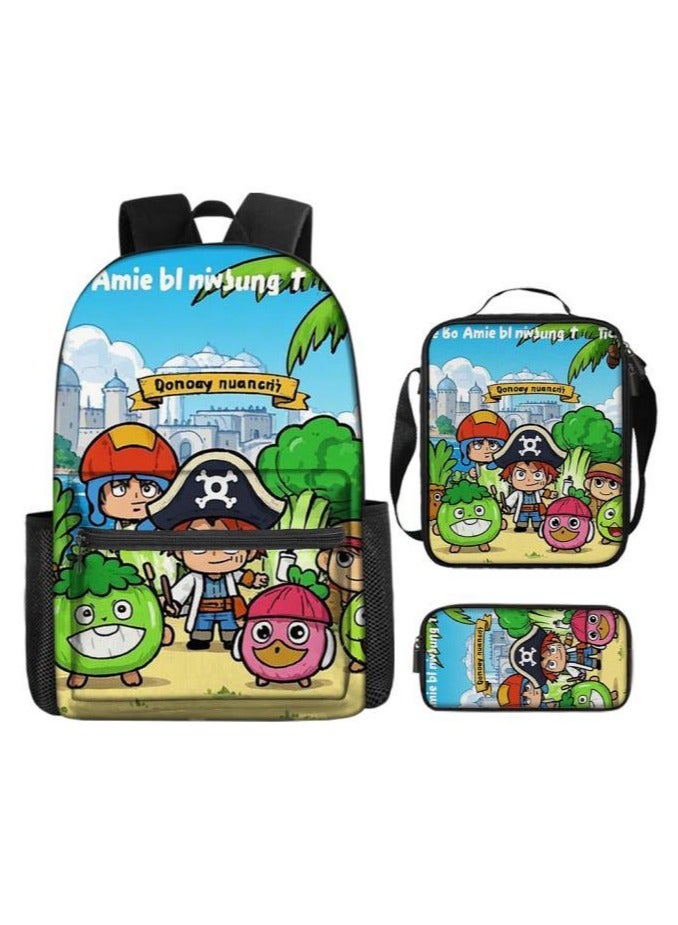 Cartoon three-piece schoolbag with zipper - 406  - Image 1