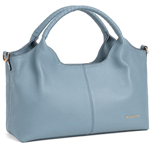 BOSTANTEN Genuine Leather Purses for Women Designer Handbags Crossbody Shoulder Bags Top Handle Satchel Blue - Image 1