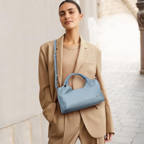 BOSTANTEN Genuine Leather Purses for Women Designer Handbags Crossbody Shoulder Bags Top Handle Satchel Blue - Image 2