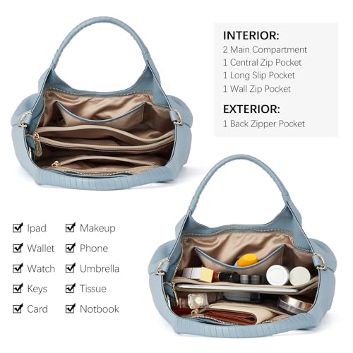 BOSTANTEN Genuine Leather Purses for Women Designer Handbags Crossbody Shoulder Bags Top Handle Satchel Blue - Image 4