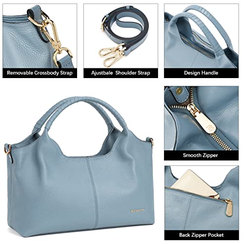BOSTANTEN Genuine Leather Purses for Women Designer Handbags Crossbody Shoulder Bags Top Handle Satchel Blue - Image 5