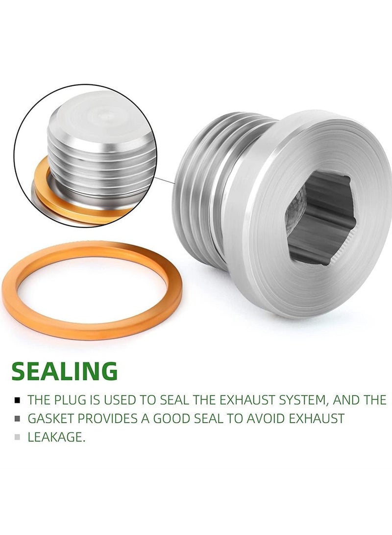 KASTWAVE 304 Stainless Steel M18 X 1.5 O2 Oxygen Sensor Bung 2 Pack Notched Style Mounting Bungs and Plugs Weld Bung with 2 Pcs Gasket - Image 2