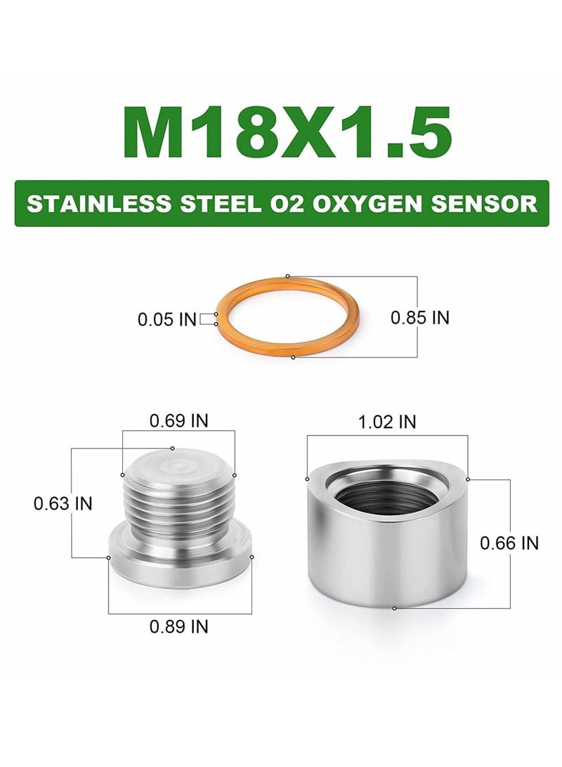 KASTWAVE 304 Stainless Steel M18 X 1.5 O2 Oxygen Sensor Bung 2 Pack Notched Style Mounting Bungs and Plugs Weld Bung with 2 Pcs Gasket - Image 4