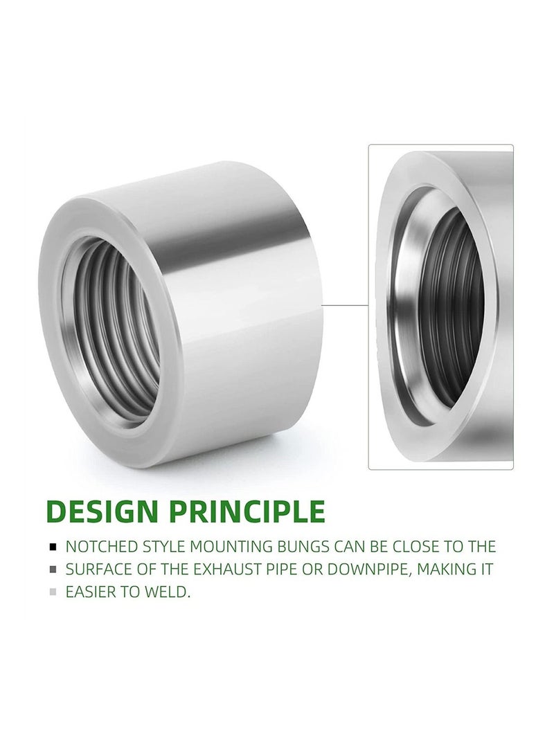 KASTWAVE 304 Stainless Steel M18 X 1.5 O2 Oxygen Sensor Bung 2 Pack Notched Style Mounting Bungs and Plugs Weld Bung with 2 Pcs Gasket - Image 3