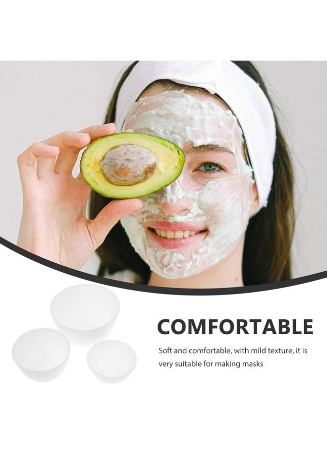 Healifty Healifty 3Pcs Diy Face Mixing Bowl Face mask Bowl Facial Mud Bowl Silicone Bowl Cosmetic Beauty Tool for Home Salon Spa Face Skin Applicator Bowl (White)  - Image 3