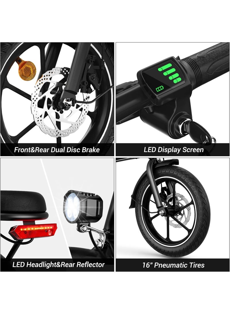 W2A Folding Electric Scooter with 350W High Speed Motor, 36V 8AH Battery, 40 KM/H Speed, 35 KM Range, Dual Disk Brakes, Carbon Alloy Frame and 16 Inches Tires