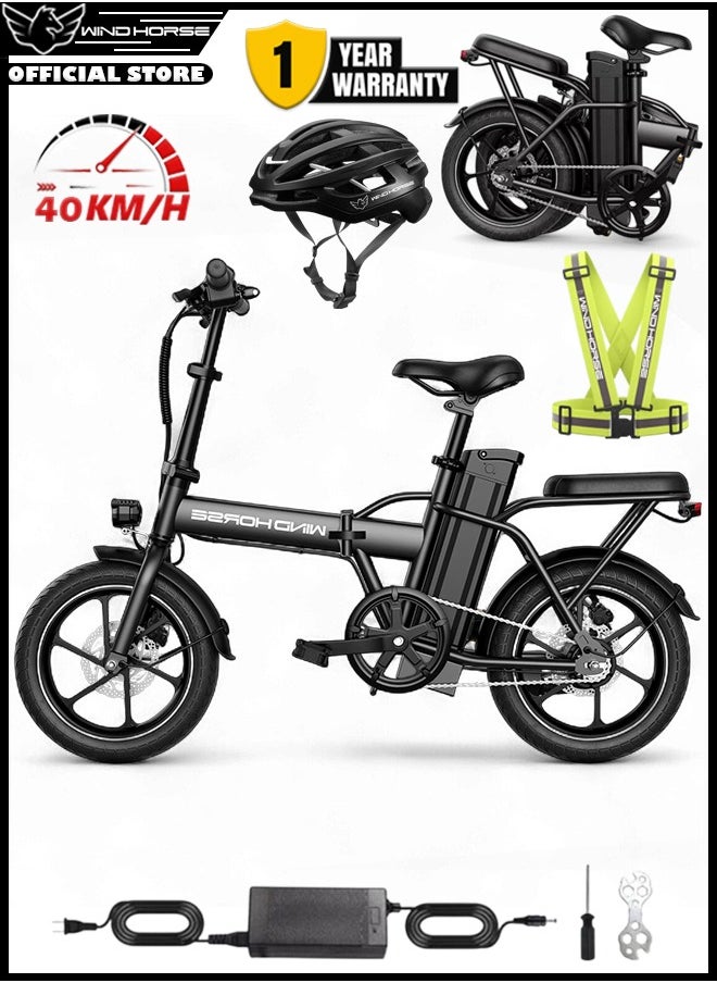 Wind Horse W2A Folding Electric Scooter with 350W High Speed Motor, 36V 8AH Battery, 40 KM/H Speed, 35 KM Range, Dual Disk Brakes, Carbon Alloy Frame and 16 Inches Tires  - Image 1