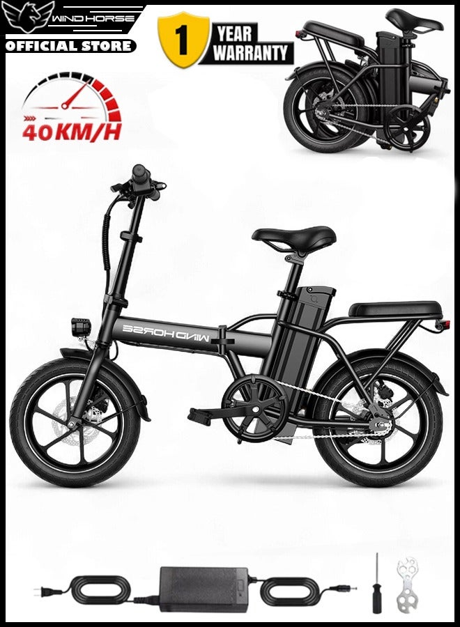 حصان الريح سكوتر كهربائي قابل للطي W2A بمحرك 350 واط عالي السرعة، وبطارية 36 فولت 8 أمبير، وسرعة 40 كم/ساعة، ومدى 35 كم، ومكابح قرصية مزدوجة، وإطار من سبائك الكربون وإطارات 16 بوصة - Image 1