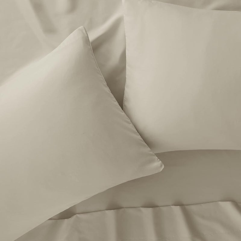 Serta Simply Clean Soft Hypoallergenic Stain Resistant Deep Pocket 3 Pieces Solid Bed Sheet Set, Twin XL, Khaki - Image 2