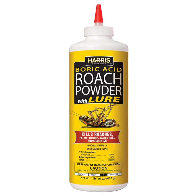 HARRIS Boric Acid Roach and Silverfish Killer Powder w/Lure for Insects (16oz) - Image 1