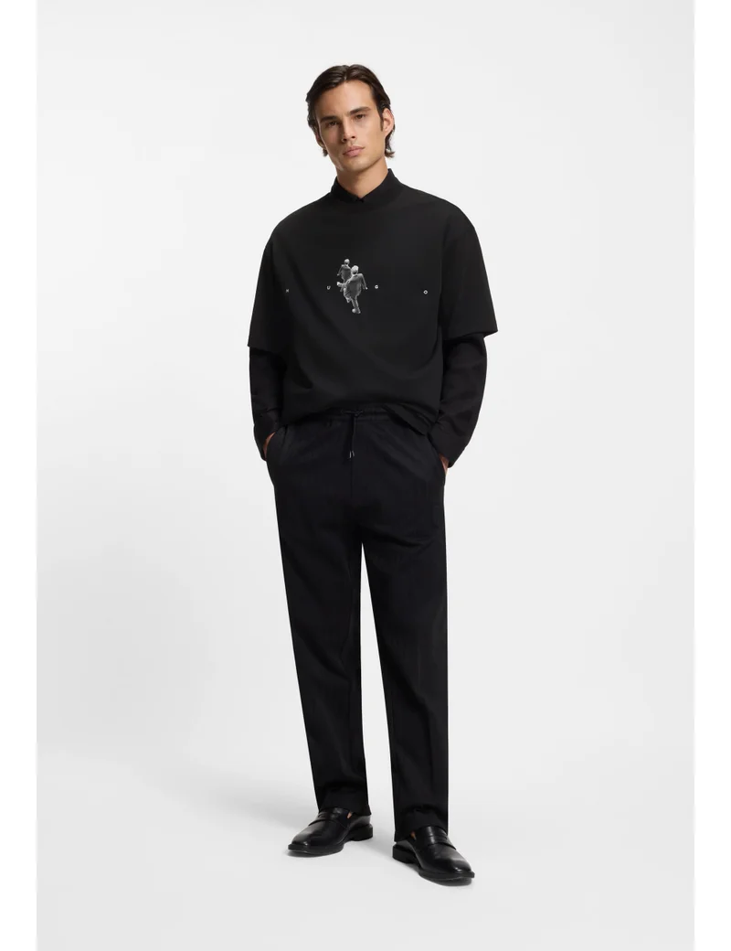 HUGO  Oversized-fit T-shirt in cotton jersey with graphic artwork for Men | Best Price UAE