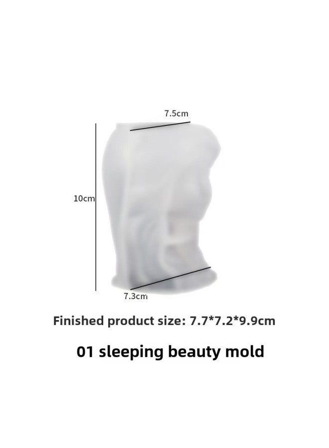 Diy Resin Drip Grafting Gypsum Mold Silent Body Vase Skull Head Potted Plant Candle Holder Silicone Mold Kitchen Tableware-Specifications:01 Sleeping Beauty Figure Mold - Image 1