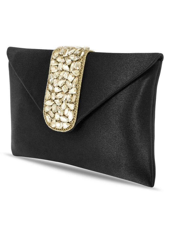 Peora Clutch Women's Purse Bridal Bag For Casual Detachable Strap Evening Sling Bag (Black)-C61BL - Image 5