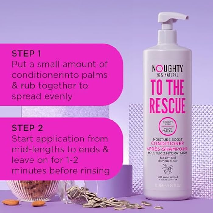 Noughty 97% Natural, To The Rescue Moisture Boost Conditioner, Sulfate Free Vegan Haircare, Hydrating Formula for Dry and Damaged Hair, with Sweet Almond and Sunflower Seed 33.8fl.oz - Image 5