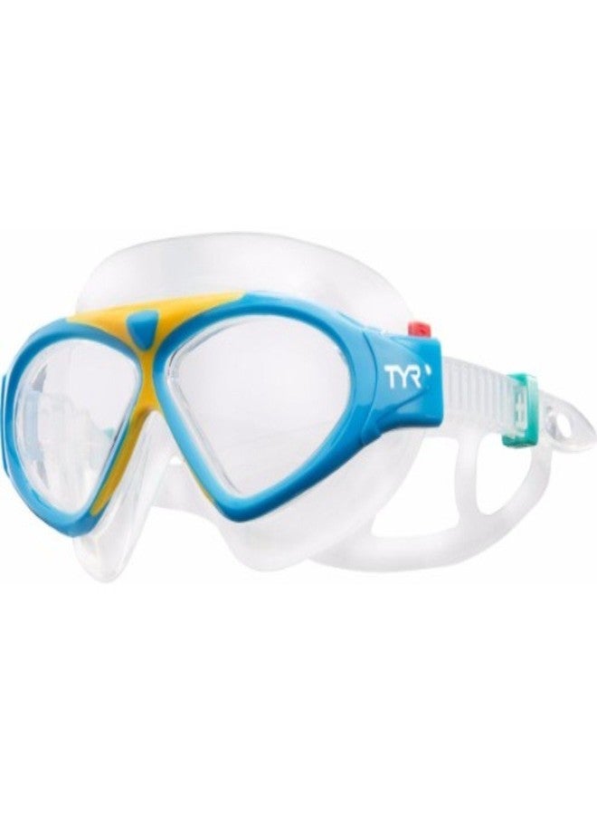 TYR Magna Junior Swim Mask Swim Goggles (Clear/Blue Orange/Clear) - Image 1
