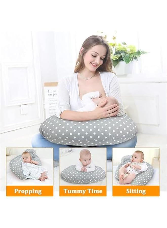 هوكور TRASSLE Breast Feeding Nursing Pillow for Breastfeeding & Bottle Feeding, Support Rest Pillow for Mom & Baby with Removable Washable Pure Cotton Cover, Polyester Cotton,Safety & Comfortable (Star) - Image 4