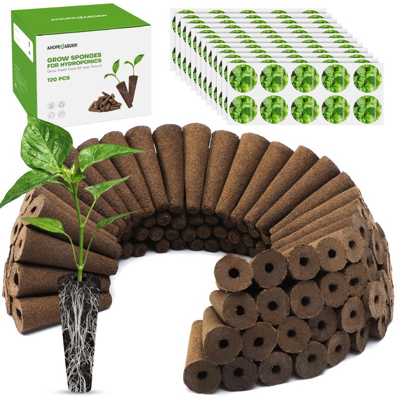 Ahopegarden 240 Pcs Seed Pod Kit for Aerogarden, Highly Breathable Hydroponics Replacement Pods Compatible with Most Indoor Hydroponic Systems,120 Grow Sponges & 120 Pod Labels - Image 1